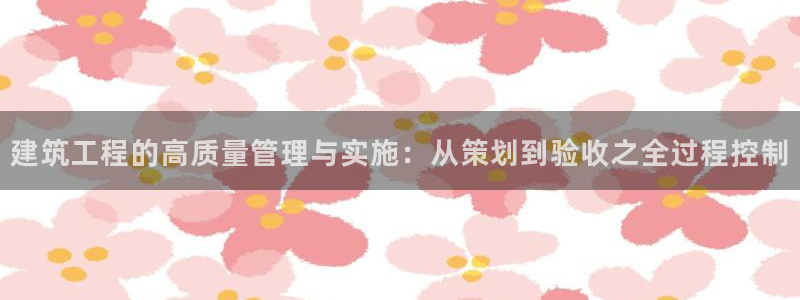 谈球吧全站app下载：建筑工程的高质量管理与实施：从策划到验收之全过程控制